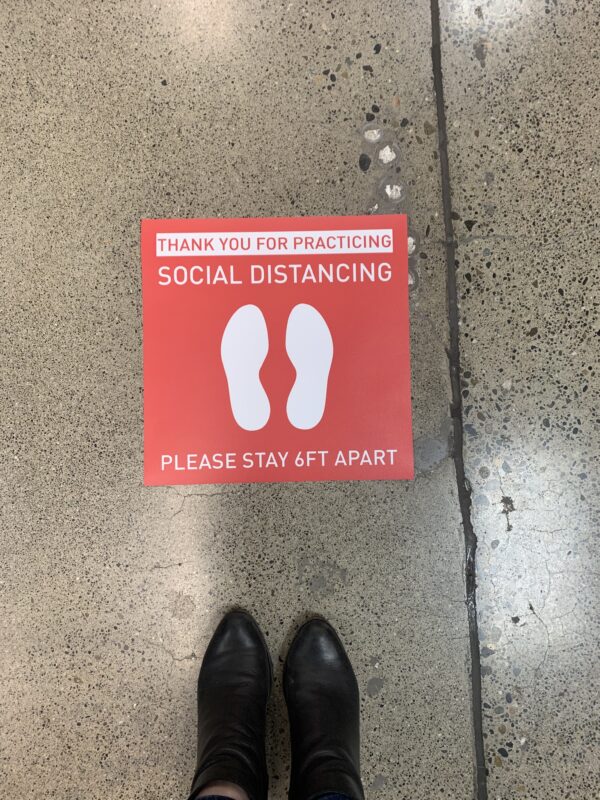 Red Social Distancing Floor Graphic